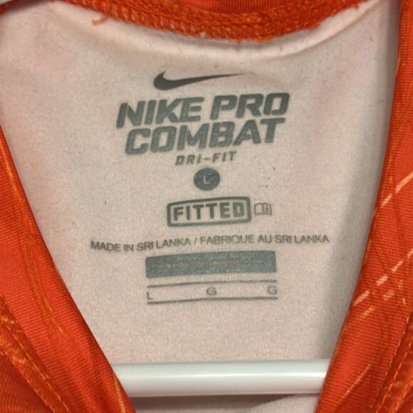 Nike Pro Combat Shirt Womens Large Orange Fitted Dri-Fit Long Sleeve Compression - Picture 6 of 10